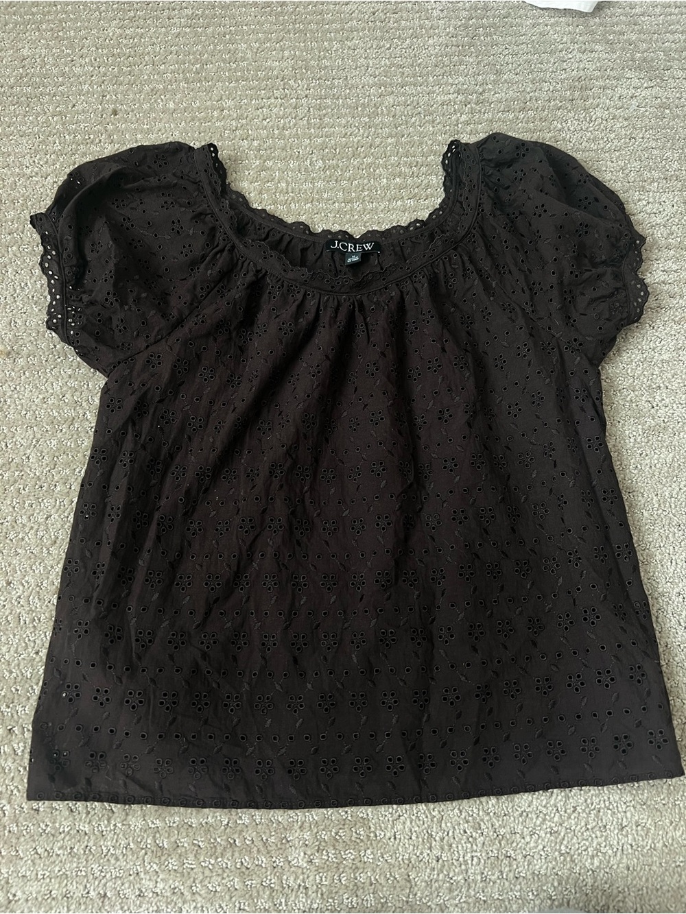 J Crew Scallop Trim Eyelet Top